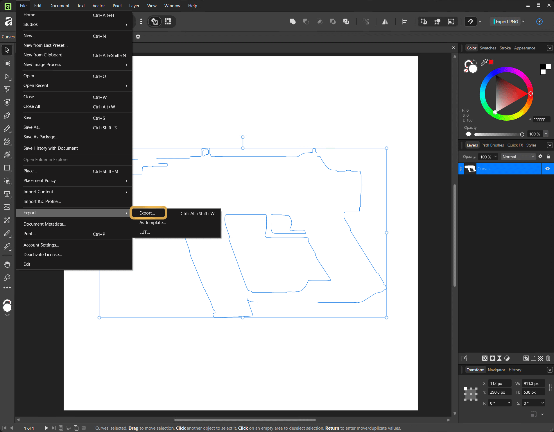 Open Export Window