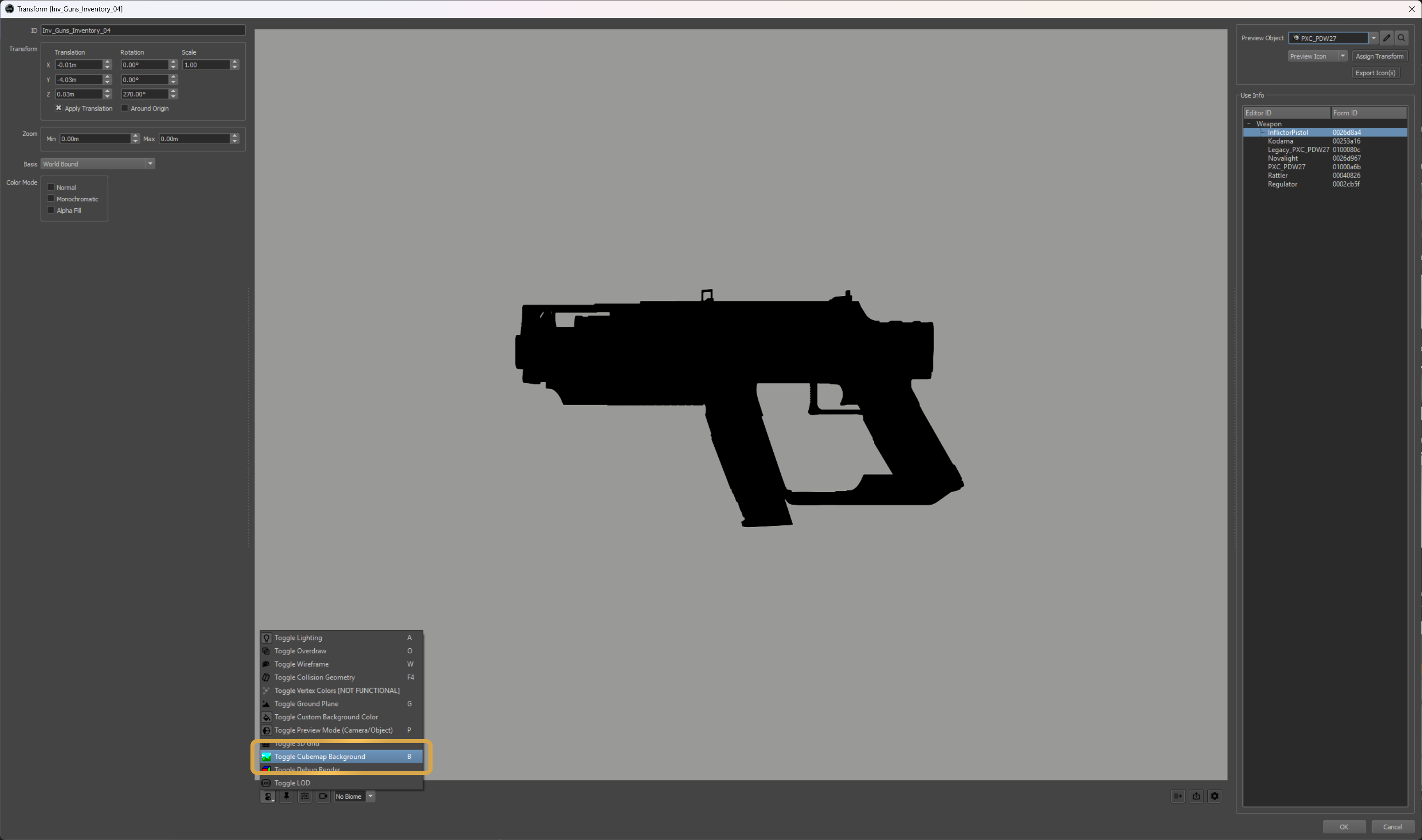 Toggle cubemap background