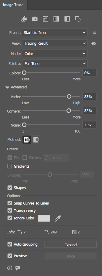 Image Trace Settings