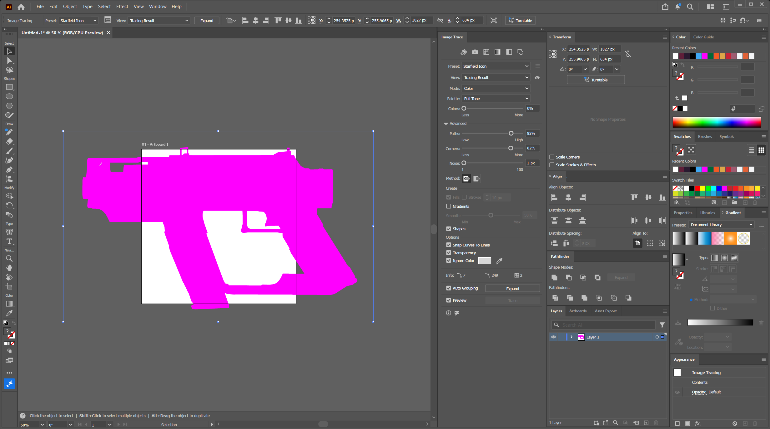 Apply Image Trace to Preview Window