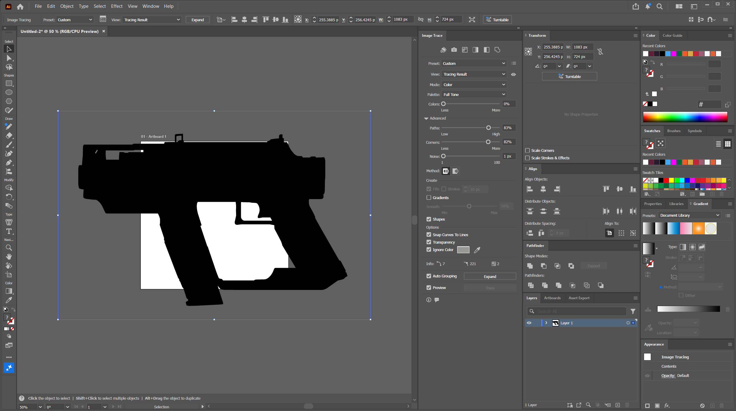 Apply Image Trace to Transform Window