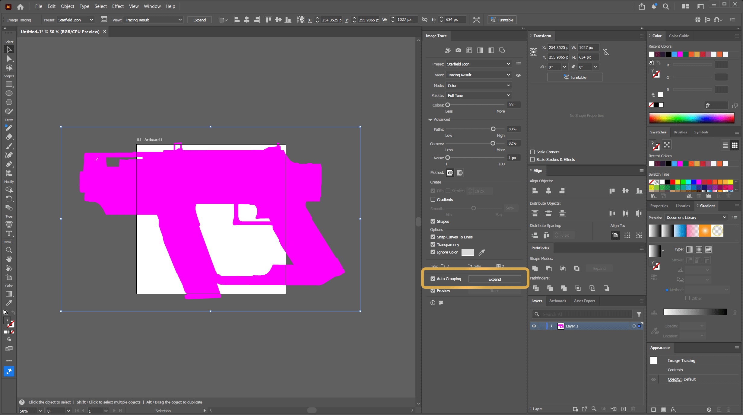 Expand the Traced Image