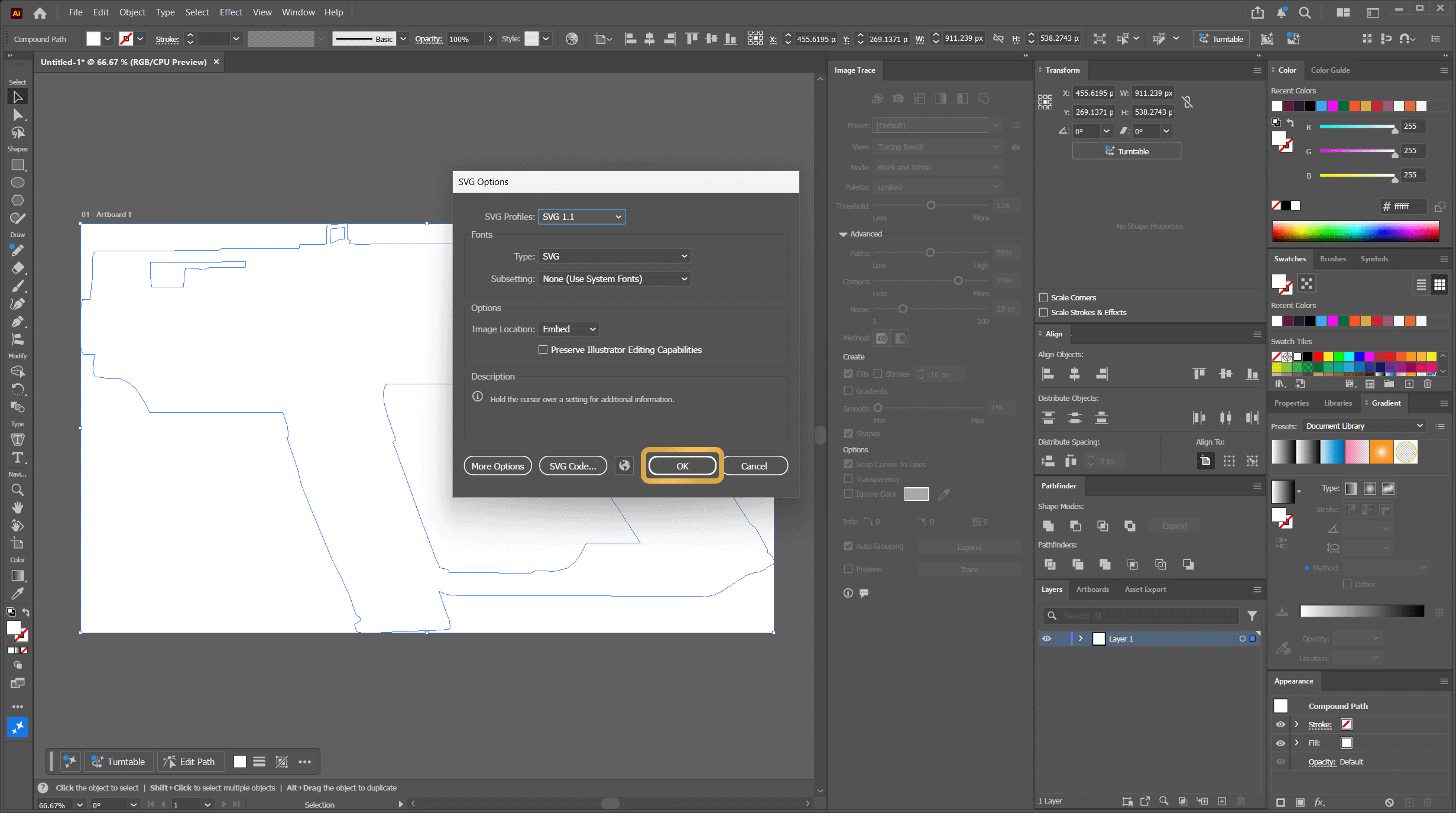 Save as SVG Confirmation