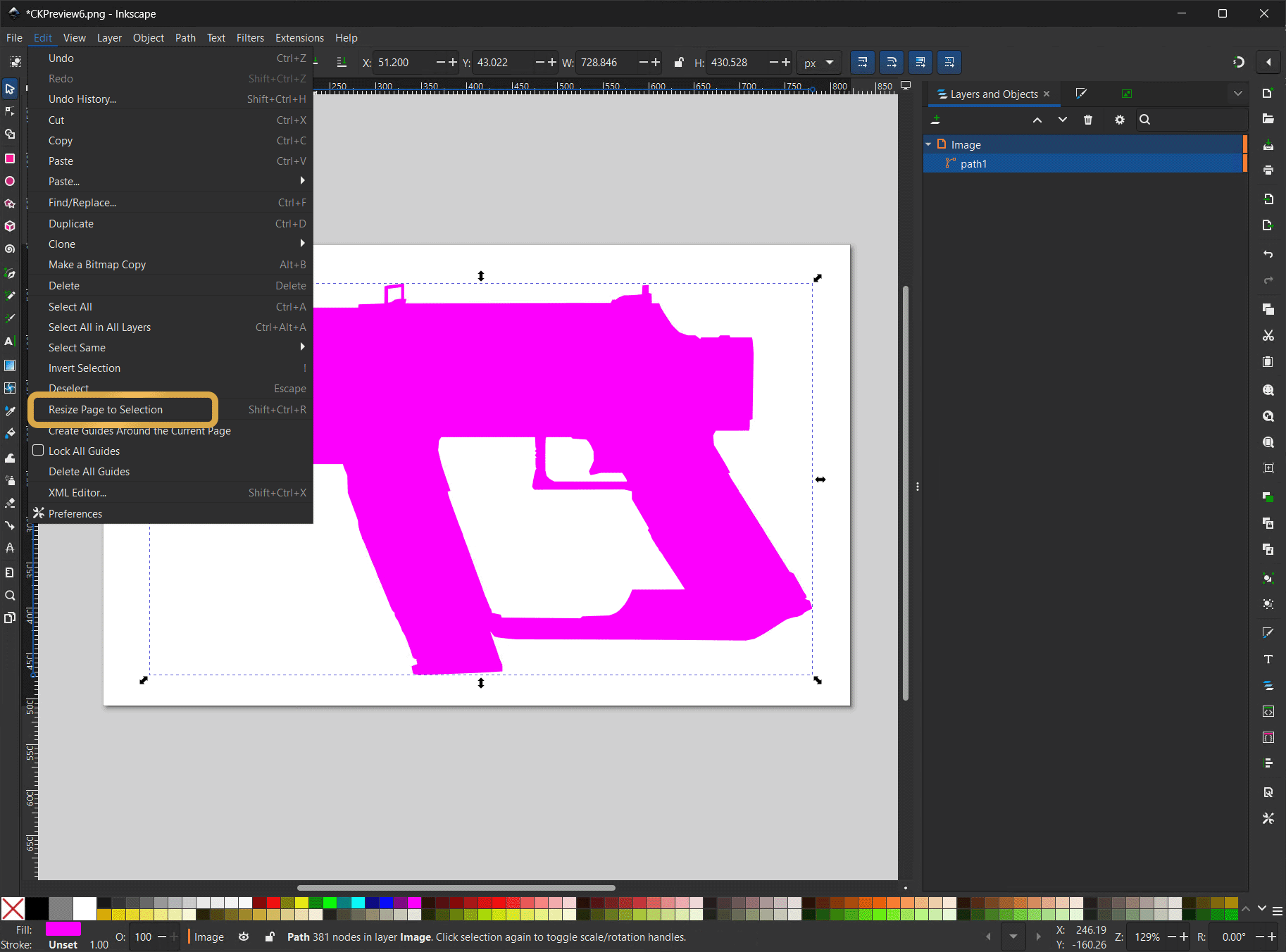 Resize Page to Selection
