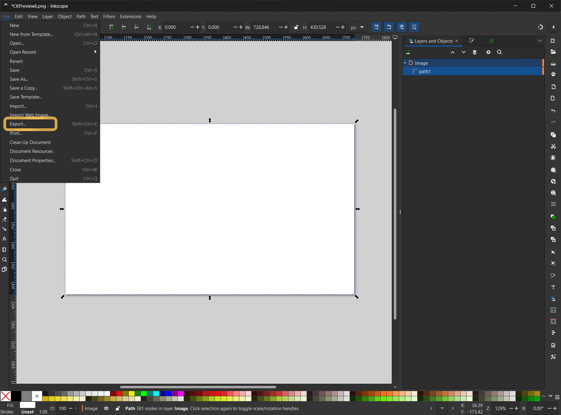 Open Export Panel