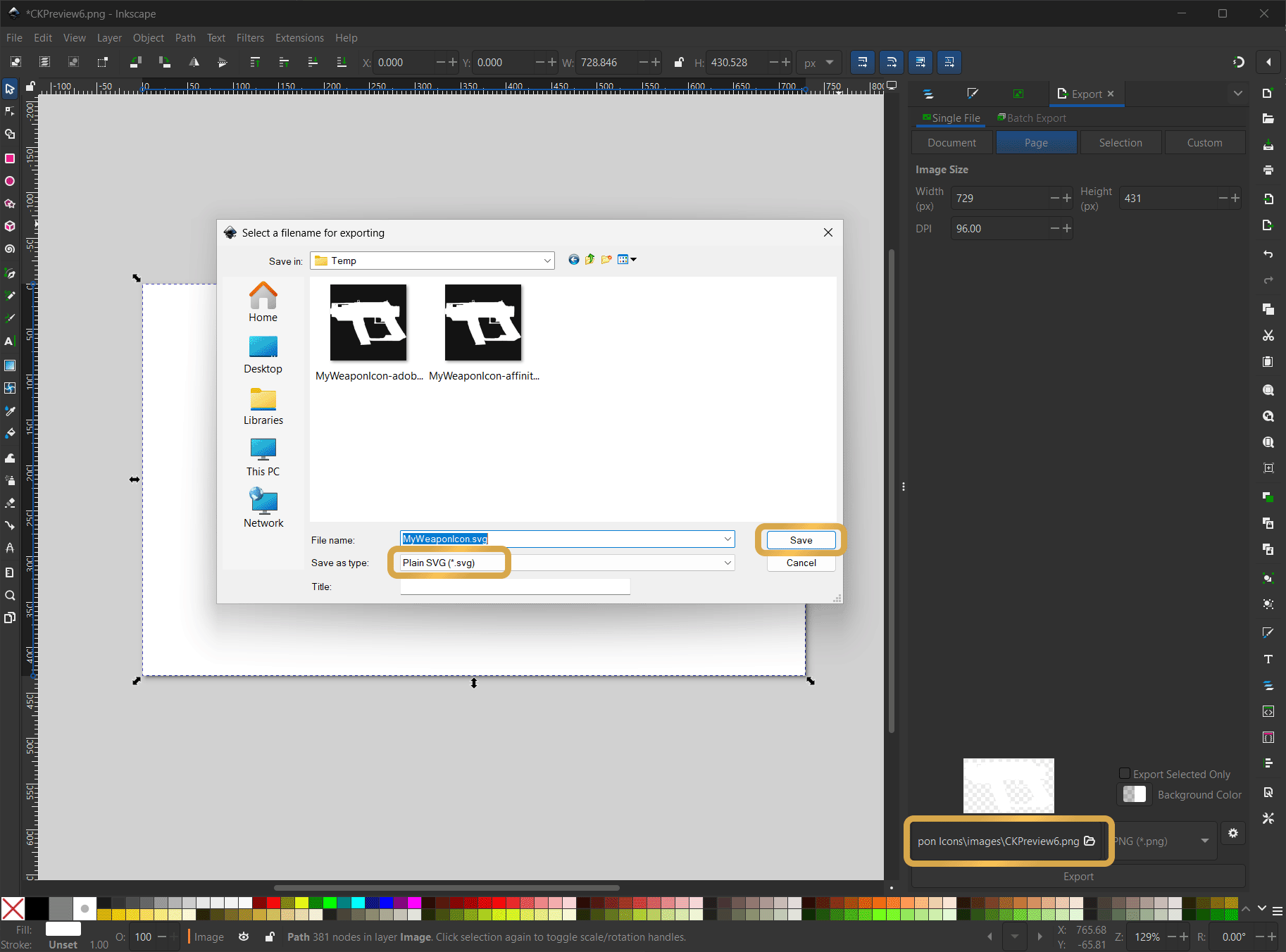 Open Export Panel