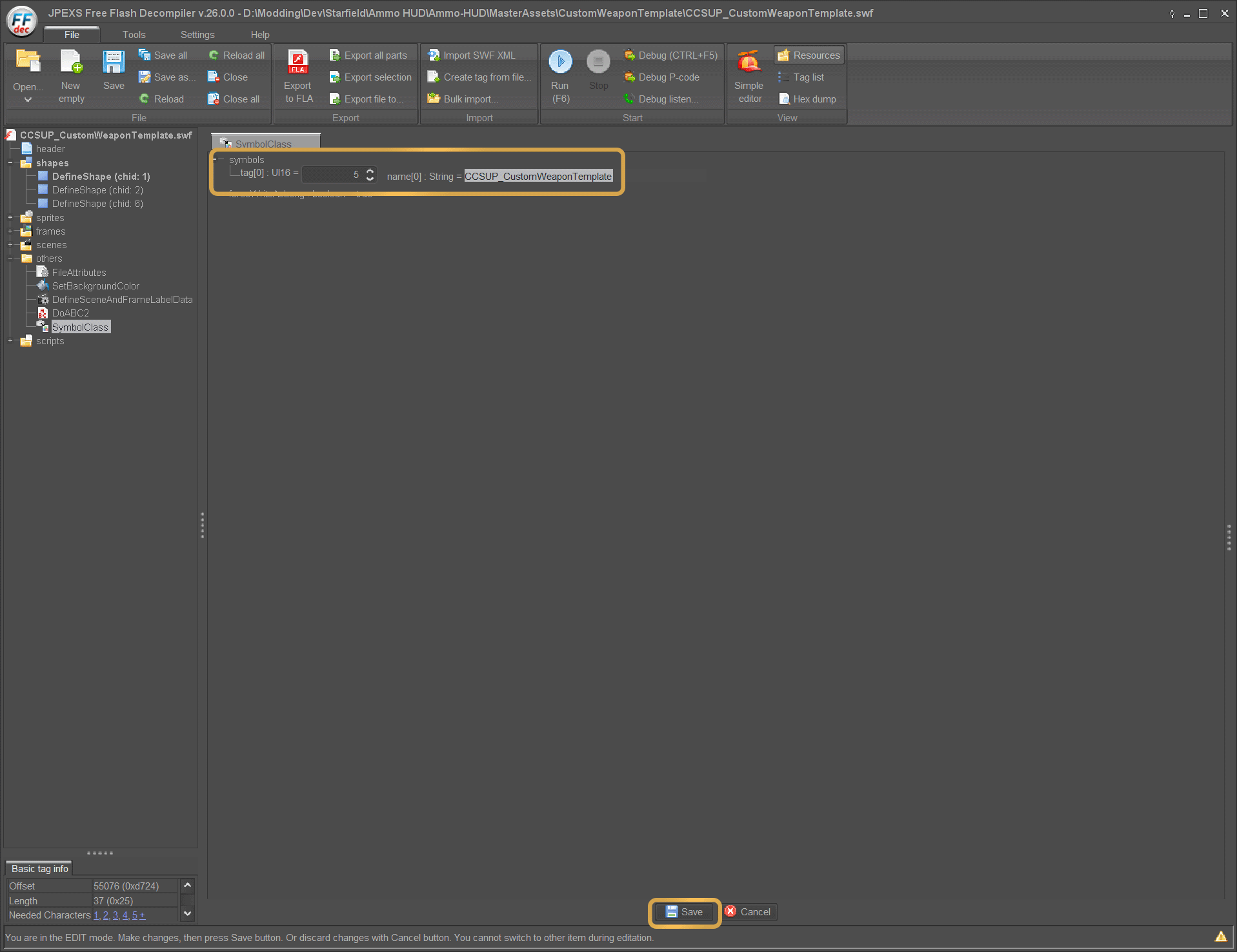 Set the linkage name symbol value