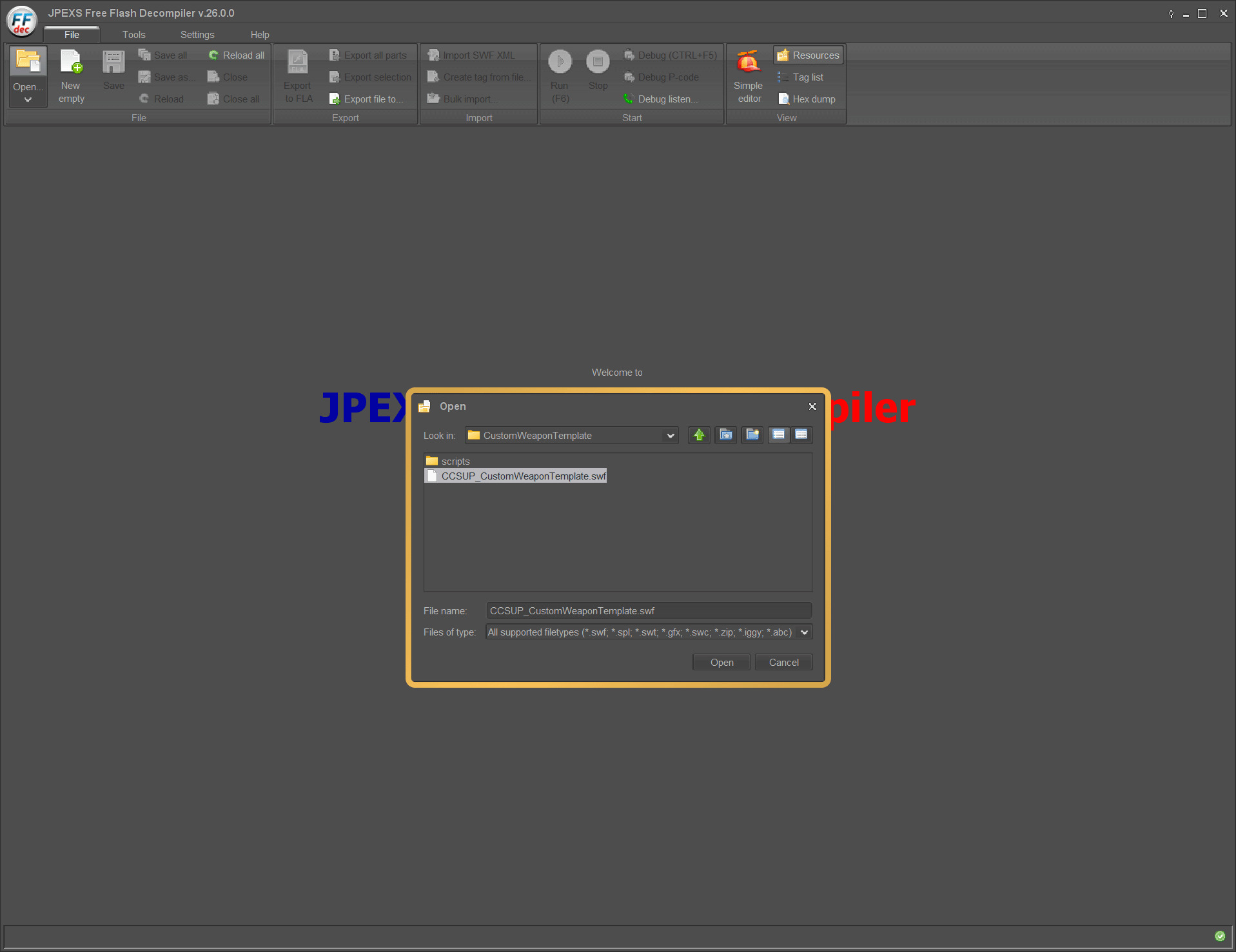 Choose CCSUP_CustomWeaponTemplate.swf