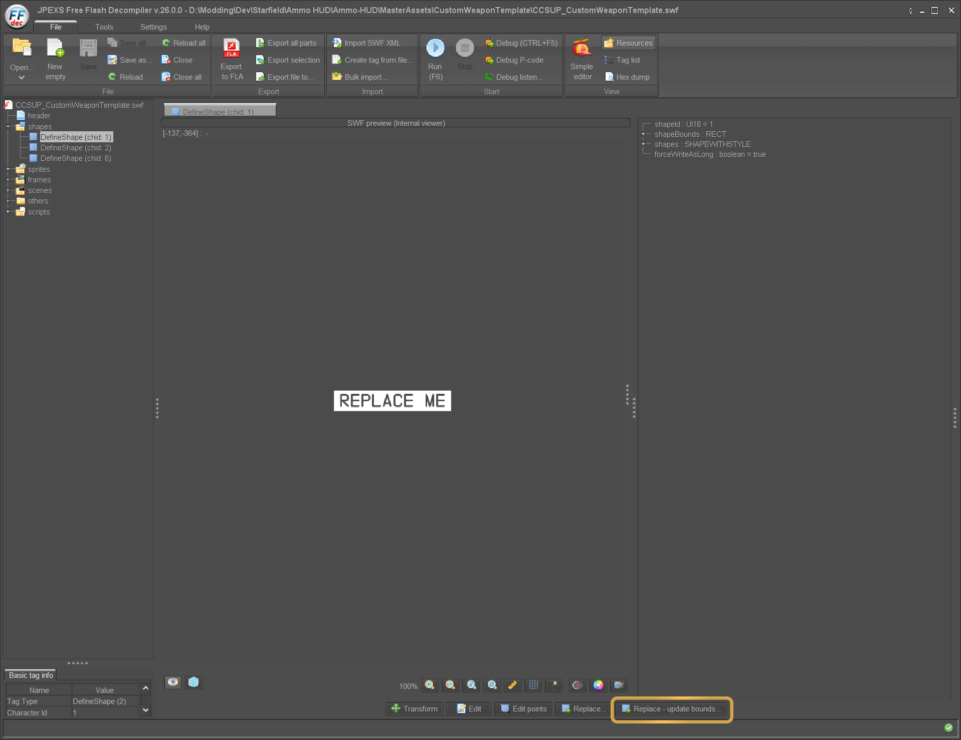 Replace - update bounds