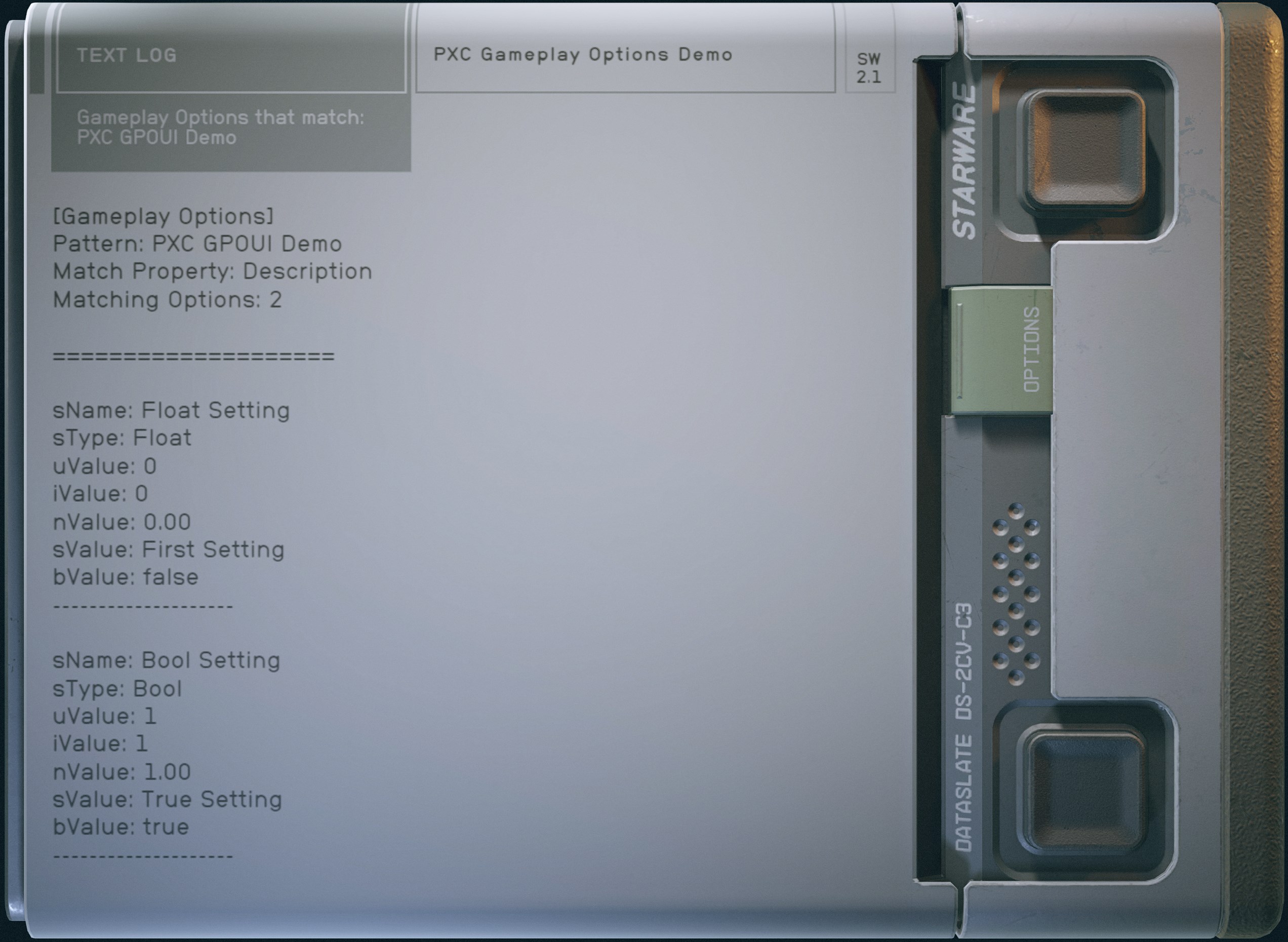 In game dataslate showing the GPO data