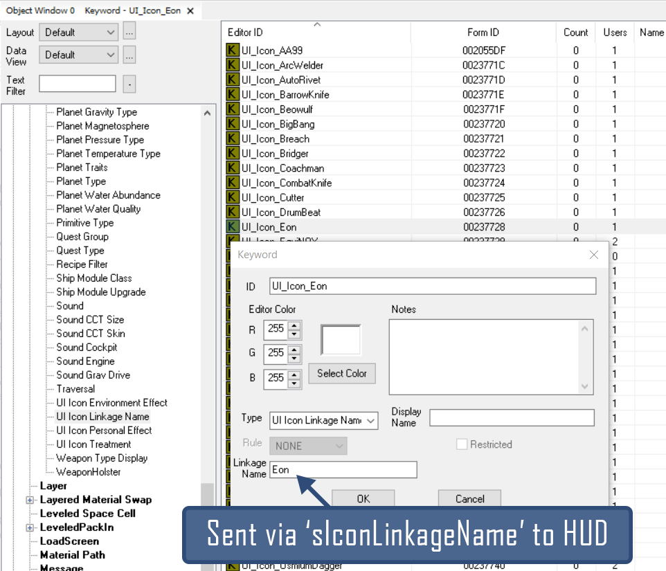 UI Icon Linkage Name Keyword in CreationKit