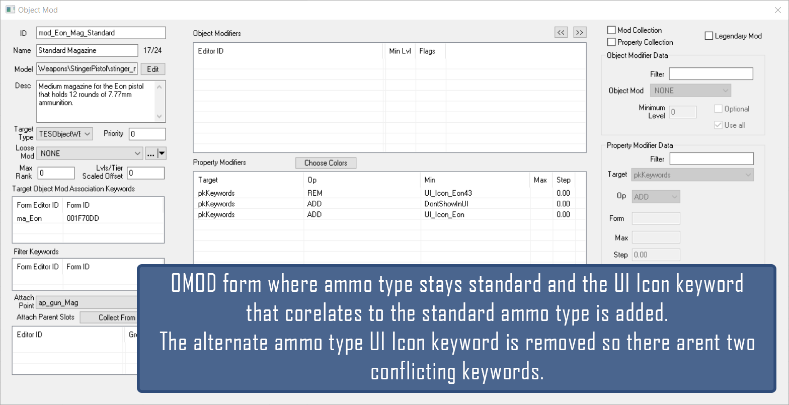 Eon tactical OMOD with keyword changes in CreationKit