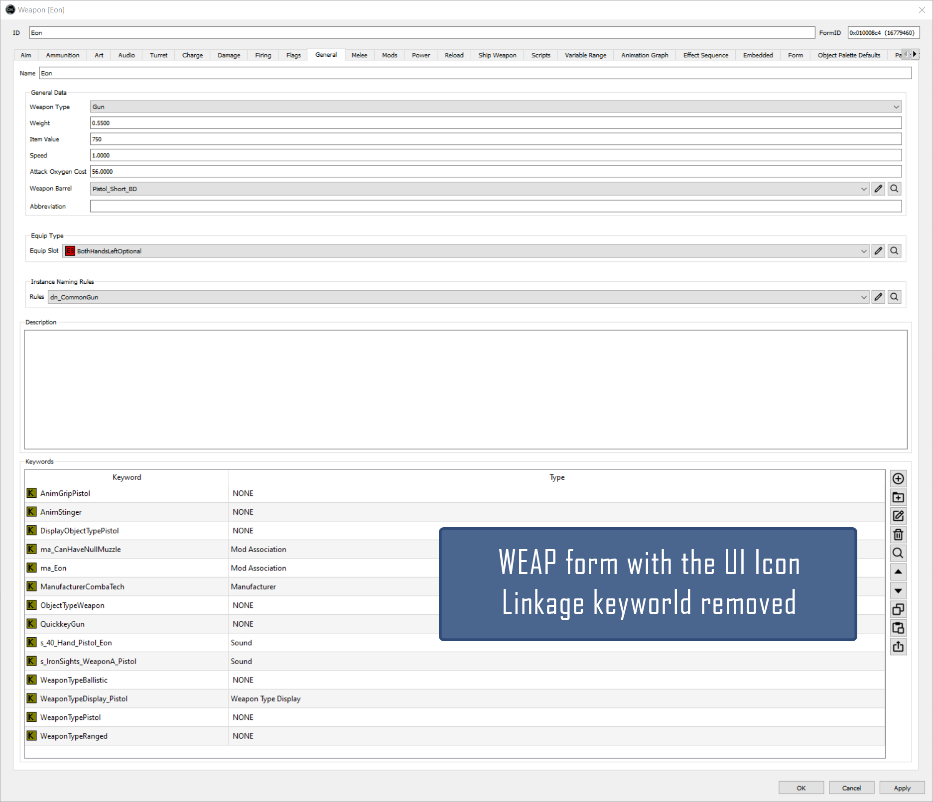UI Icon Linkage Name Keyword removed from the Eon in CreationKit