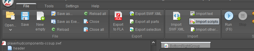 Import scripts in JPEXS