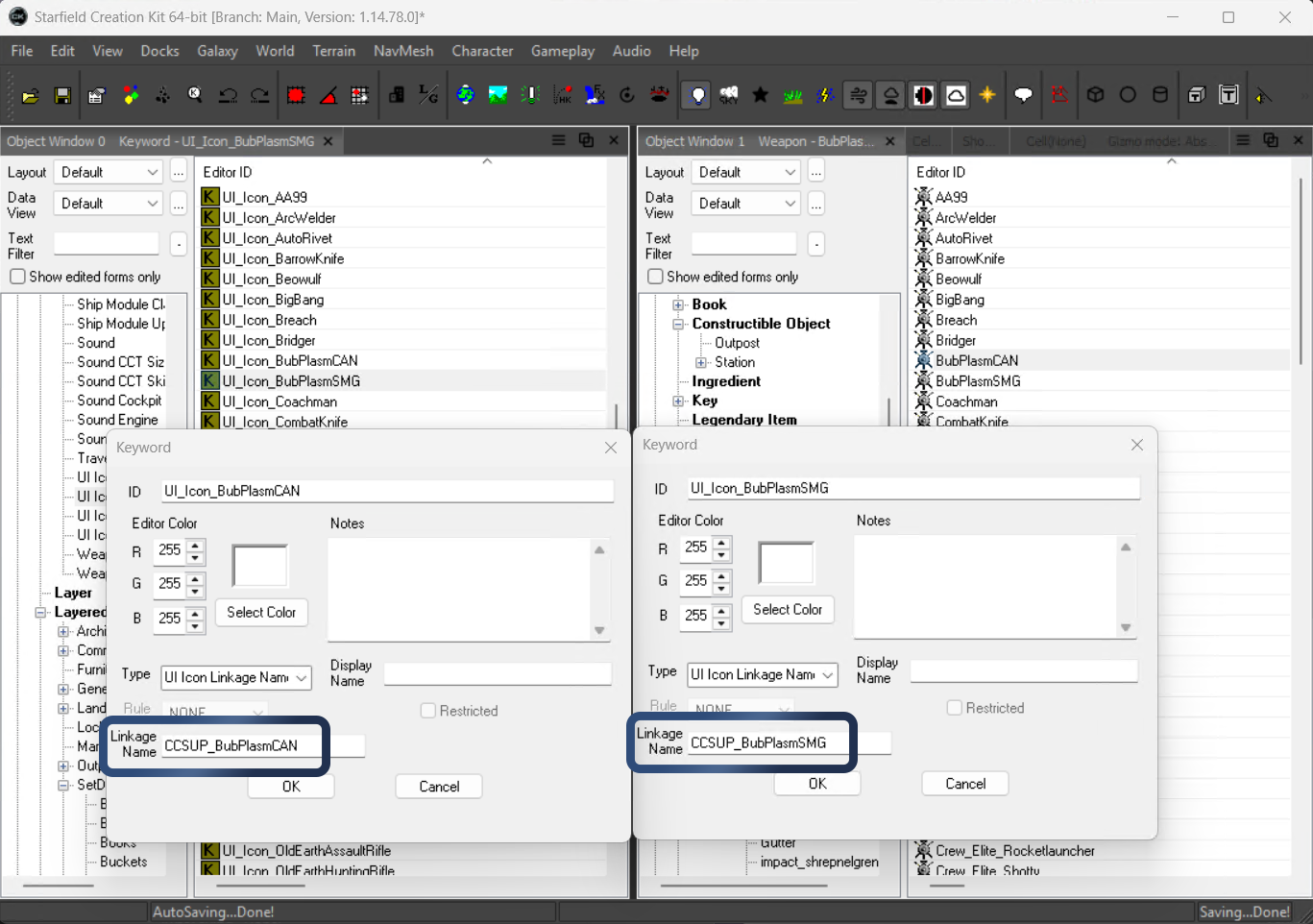Creation Kit UI_Icon form: Changed values for multiple weapons